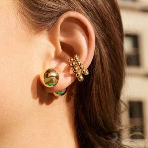 Gold Chunky Round Beaded Ear Cuffs Set - NEW